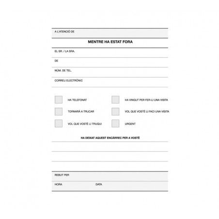 TALONARIO 100h APLI LLAMADAS 1/8 DUPLICADO CATALÁN