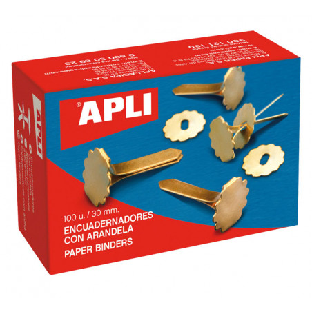 CAJA 100 ENCUADERNADORES APLI CON ARANDELA 30mm