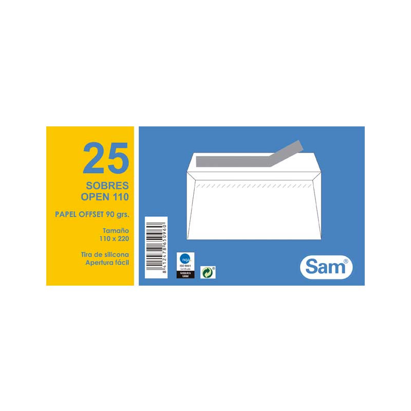 PACK 25 SOBRES SAM 110 x 220mm