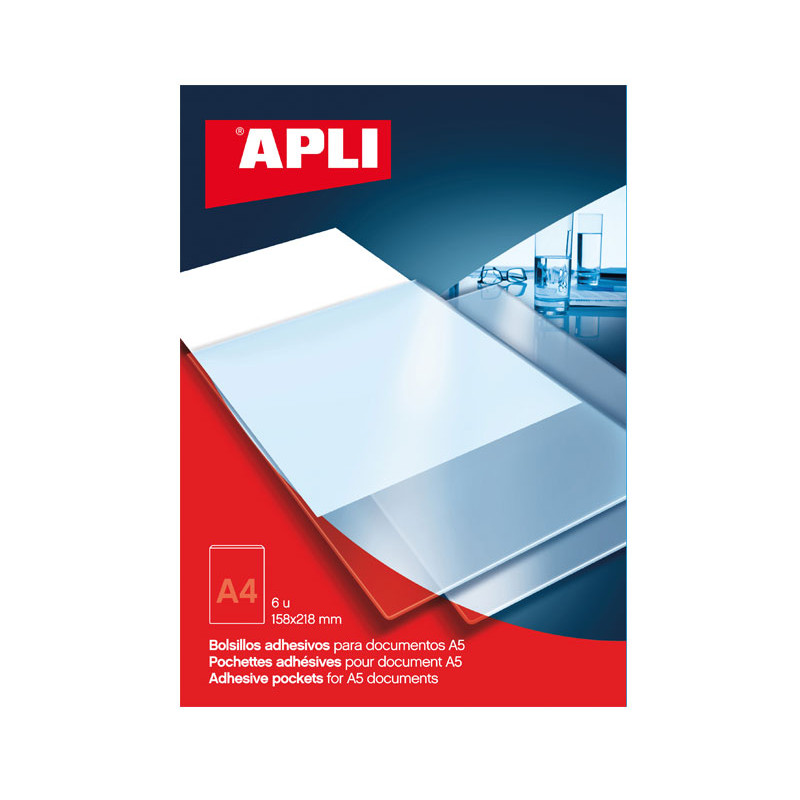 PACK 6 BOLSILLOS AUTOADHESIVOS APLI 158x218 PACK 6 BOLSILLOS AUTOADHESIVOS APLI 158x218