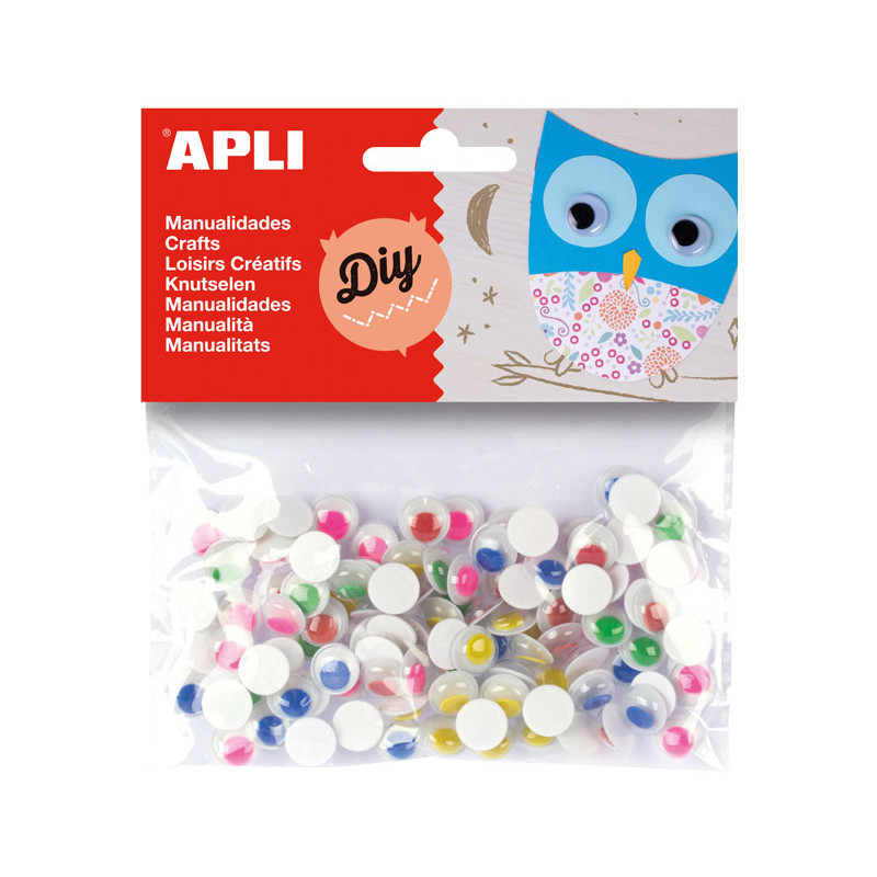 BOLSA 100 OJOS MÓVILES APLI Ø 10mm COLORES FLÚOR BOLSA 100 OJOS MÓVILES APLI Ø 10mm COLORES FLÚOR