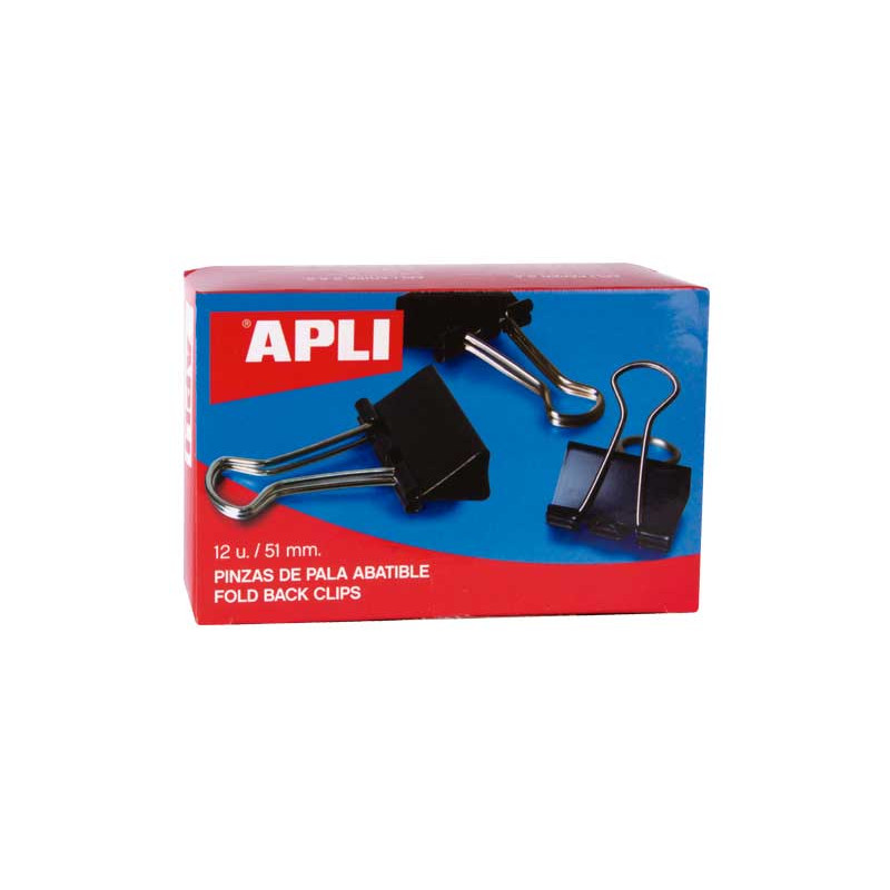 CAJA 12 PINZAS DE PALA APLI ABATIBLE 51mm CAJA 12 PINZAS DE PALA APLI ABATIBLE 51mm