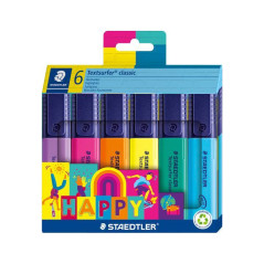 ESTUCHE 6 MARCADORES FLUORESCENTE STAEDTLER TEXTSURFER HAPPY LINE