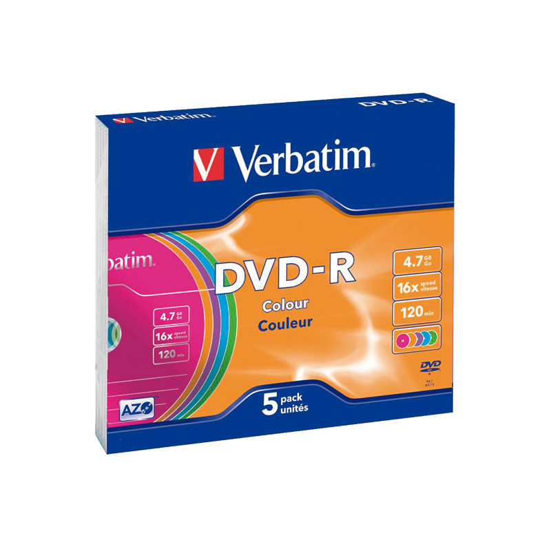 SLIM CASE 5 DVD-R VERBATIM 16X 4.7GB ADVANCED AZO