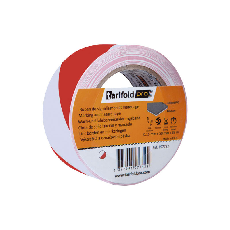ROLLO CINTA TARIFOLD MARCAJE DE SUELO RAYAS: ROJO/BLANCO ROLLO CINTA TARIFOLD MARCAJE DE SUELO RAYAS: ROJO/BLANCO