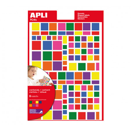BLÍSTER 6h GOMETS APLI KIDS MULTICOLOR CUADRADOS
