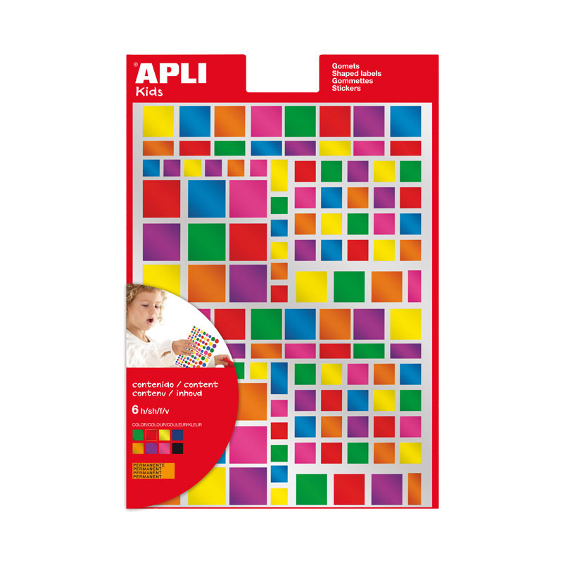BLÍSTER 6h GOMETS APLI KIDS MULTICOLOR CUADRADOS METALIZADOS BLÍSTER 6h GOMETS APLI KIDS MULTICOLOR CUADRADOS METALIZADOS