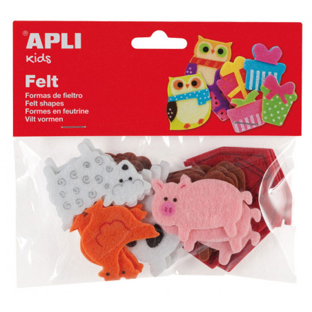 BOLSA 18 FIGURAS APLI DE FIELTRO: ANIMALES