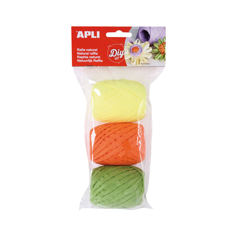 BOLSA 3 OVILLOS APLI RAFIA NATURAL "FLÚOR" BOLSA 3 OVILLOS APLI RAFIA NATURAL "FLÚOR"