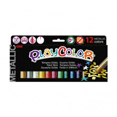 CAJA 12 TÉMPERAS PLAYCOLOR SÓLIDAS 10gr METALLIC SURTIDAS