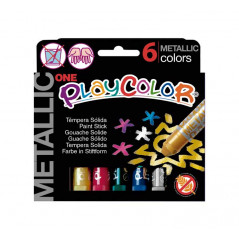 CAJA 6 TÉMPERAS PLAYCOLOR SÓLIDAS 10gr METALLIC