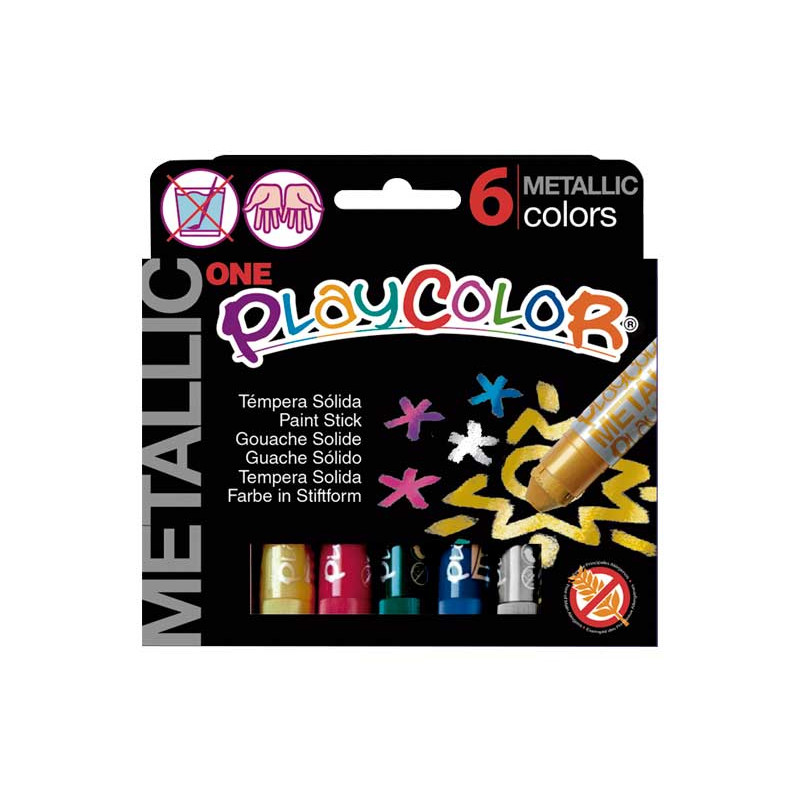 CAJA 6 TÉMPERAS PLAYCOLOR SÓLIDAS 10gr METALLIC