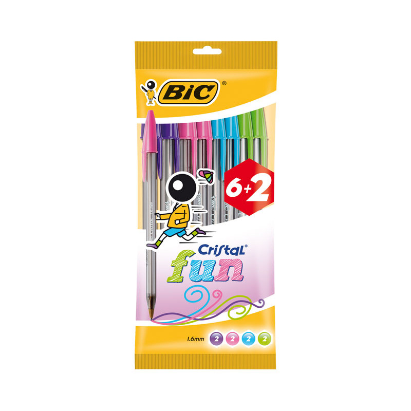 PACK 8 BOLÍGRAFOS BIC CRISTAL FUN