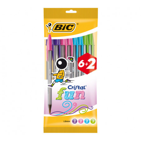 PACK 8 BOLÍGRAFOS BIC CRISTAL FUN