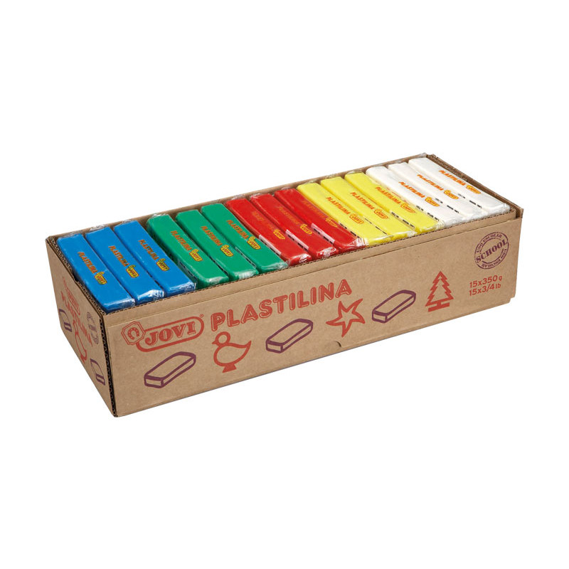 ESTUCHE 15 PASTILLAS PLASTILINA JOVI 350gr 5 COLORES BASICOS