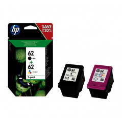 PACK DE AHORRO DE 2 CARTUCHOS DE TINTA ORIGINAL HP 62