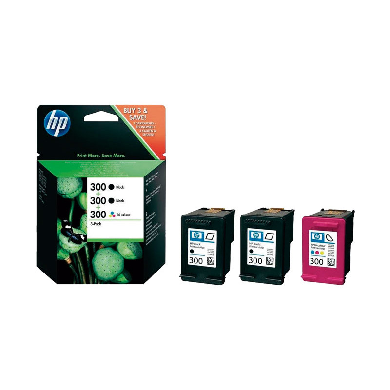 PACK DE AHORRO DE 3 CARTUCHOS DE TINTA ORIGINAL HP 300