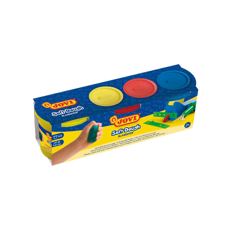 PACK 3 BOTES PLASTILINA JOVI SOFT DOUGH BLANDIVER