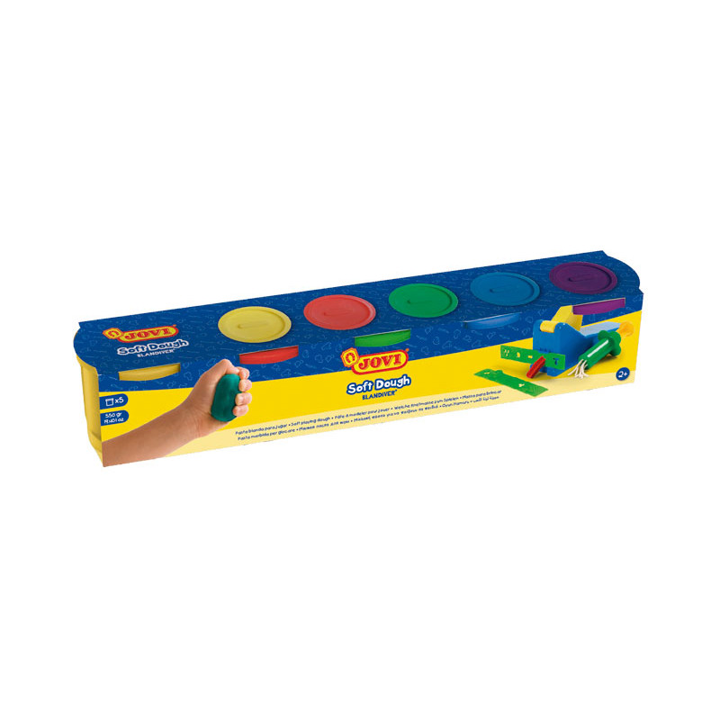 PACK 5 BOTES PLASTILINA JOVI SOFT DOUGH BLANDIVER