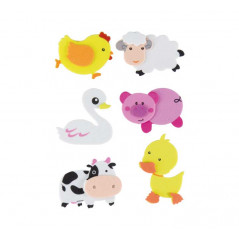 SET FIGURAS GOMA EVA FIXO KIDS ADHESIVAS 3D: ANIMALES DE GRANJA