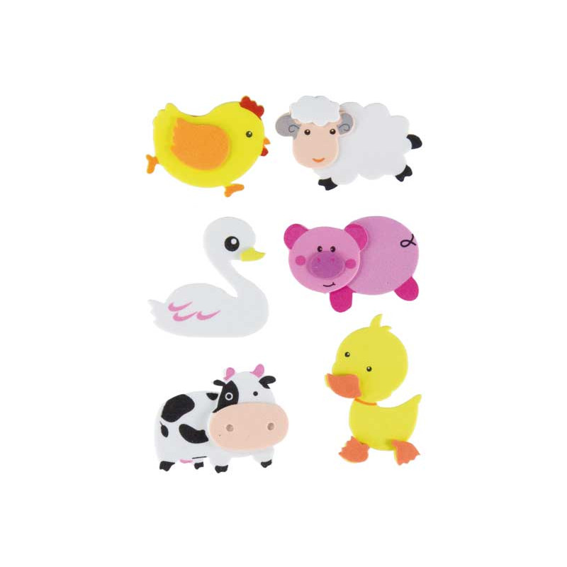 SET FIGURAS GOMA EVA FIXO KIDS ADHESIVAS 3D: ANIMALES DE GRANJA