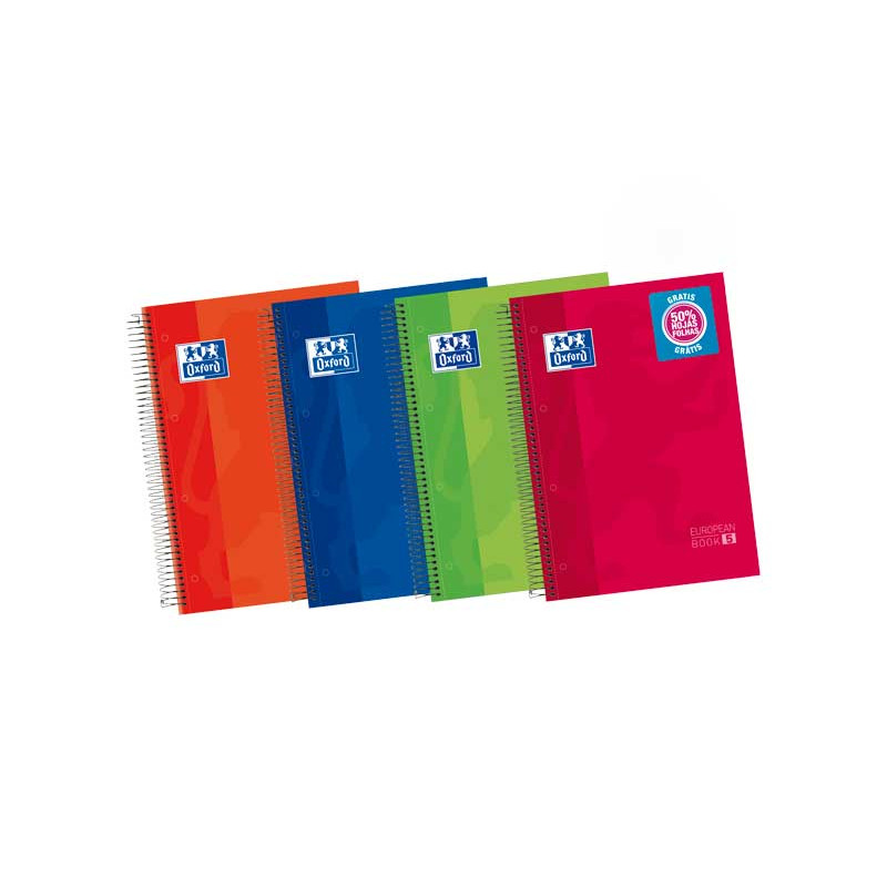 CUADERNO OXFORD "CLASSIC: EUROPEANBOOK 5" A4+ 120h TAPA EXTRADURA HORIZONTAL COLORES VIVOS