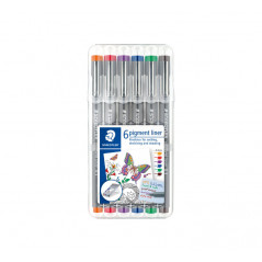 ESTUCHE 6 ROTULADORES STAEDTLER PIGMENT LINER 308 0,3mm COLORES 1