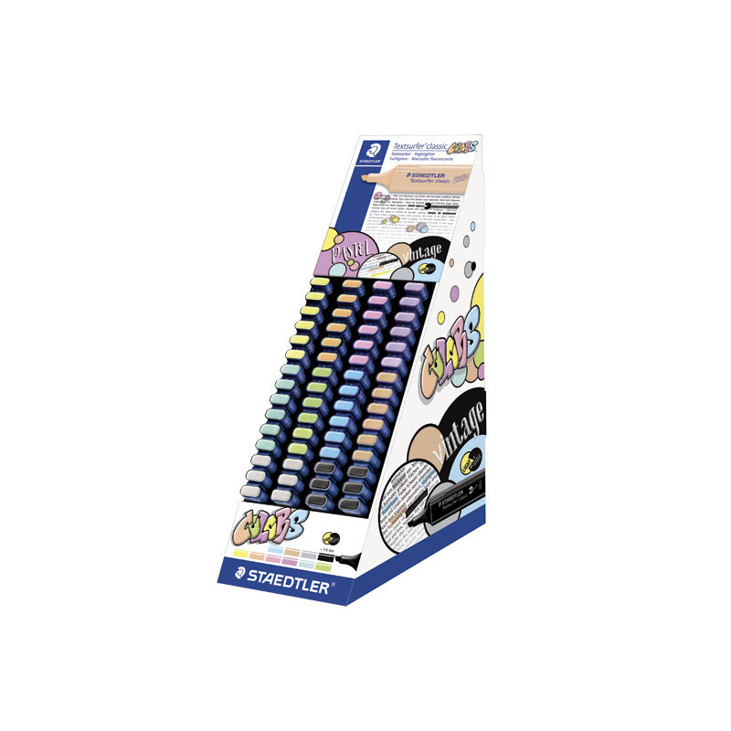 EXPOSITOR 60 MARCADORES FLUORESCENTES STAEDTLER TEXTSURFER PASTEL&VINTAGE