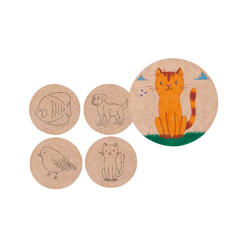 PACK 4 POSAVASOS NIEFENVER DE MADERA: ANIMALES