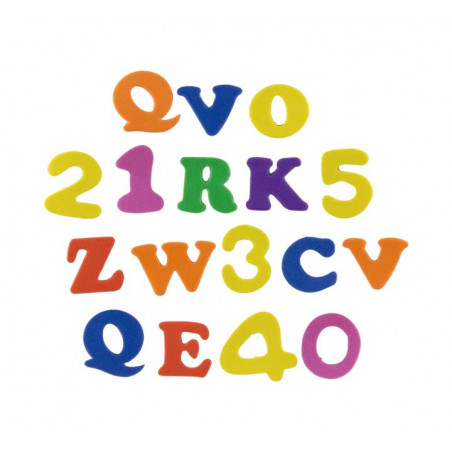 BOLSA 108 FIGURAS GOMA EVA FIXO KIDS ADHESIVAS: LETRAS Y NÚMEROS