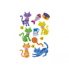 SET FIGURAS GOMA EVA FIXO KIDS ADHESIVAS 3D: GATOS