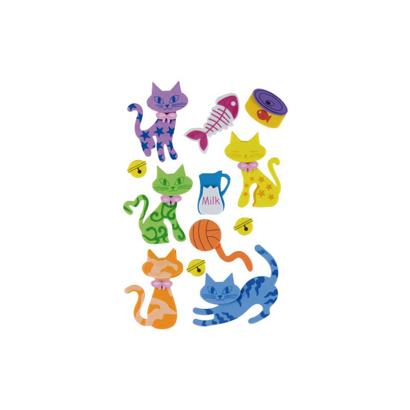 SET FIGURAS GOMA EVA FIXO KIDS ADHESIVAS 3D: GATOS SET FIGURAS GOMA EVA FIXO KIDS ADHESIVAS 3D: GATOS