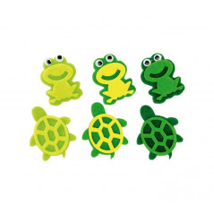 SET 12 FIGURAS FIELTRO FIXO KIDS ADHESIVAS 3D: RANAS Y TORTUGAS