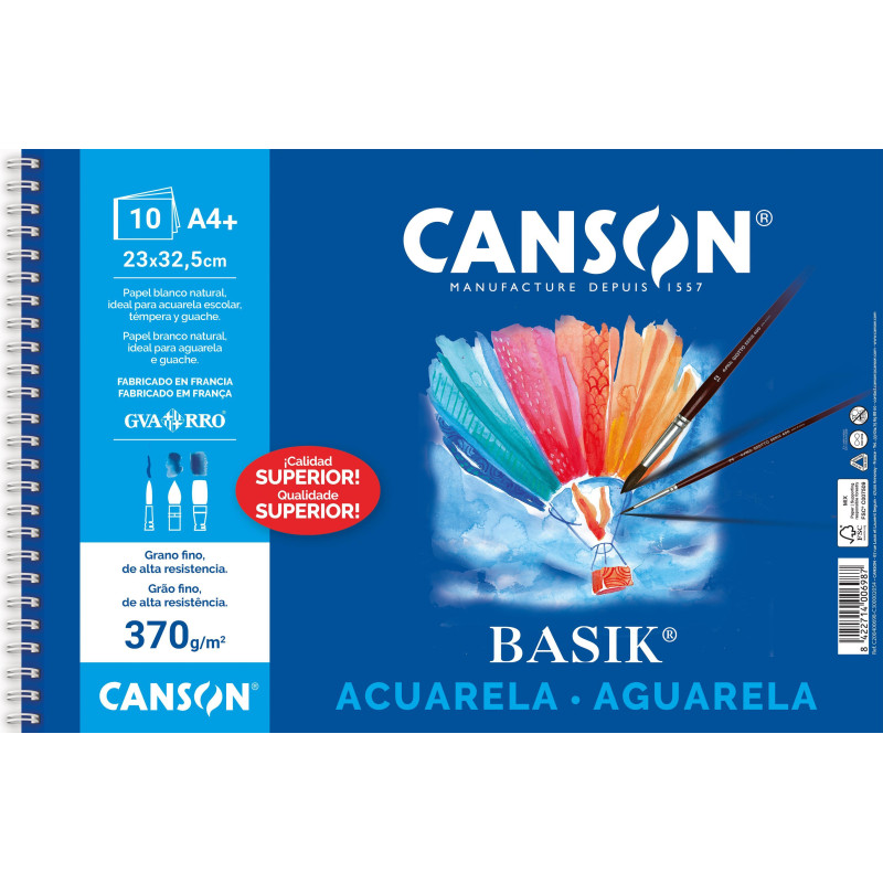 BLOC 10h CANSON PARA ACUARELA BASIK A4+ BLOC 10h CANSON PARA ACUARELA BASIK A4+