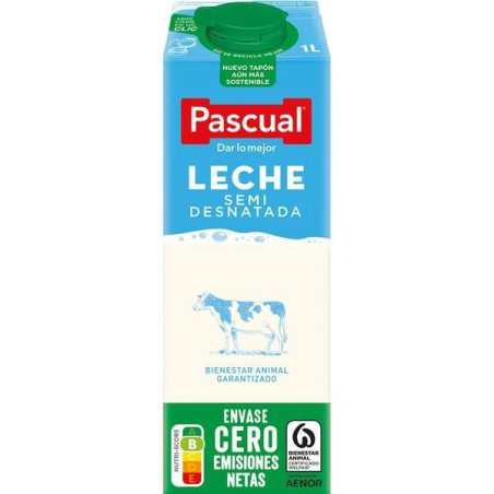 CAJA 6 BRICKS LECHE PASCUAL SEMIDESNATADA 1L