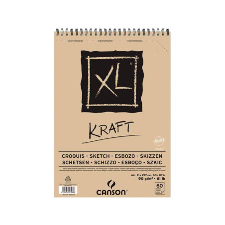 BLOC 60h CANSON DE ESBOZOS KRAFT XL 90gr A4 ESPIRAL RAYADO