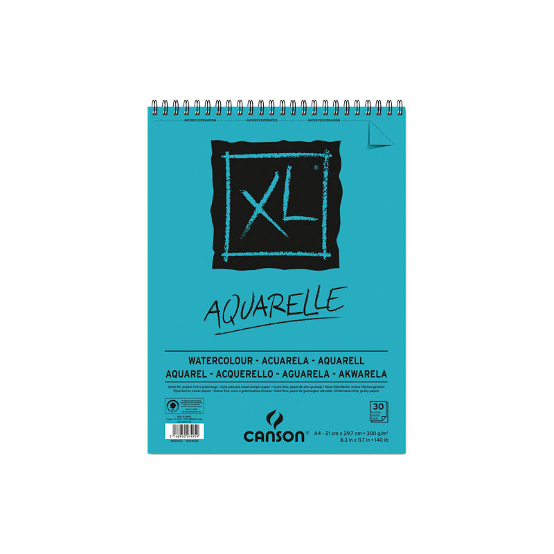 BLOC 30h CANSON DE DIBUJO AQUARELLE XL 300gr A4 ESPIRAL