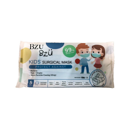 PAQUETE DE 5 MASCARILLAS HIGIÉNICAS DE 3 CAPAS PARA NIÑOS