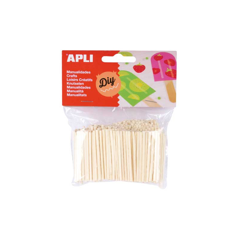 BOLSA 500 PALITOS DE MADERA REDONDOS APLI 50x2mm BOLSA 500 PALITOS DE MADERA REDONDOS APLI 50x2mm