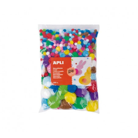 BOLSA 500 POMPONES APLI KIDS SURTIDOS