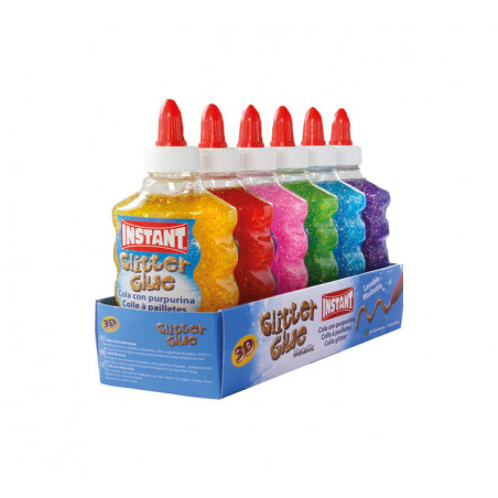 CAJA 6 BOTES COLA INSTANT "GLITTER GLUE METALLIC" 180ml