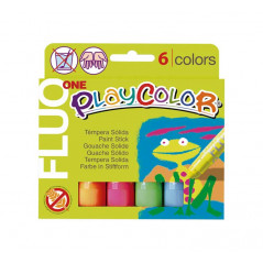 ESTUCHE 6 TÉMPERAS PLAYCOLOR SÓLIDAS 10gr FLUO SURTIDAS