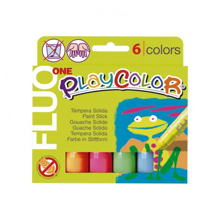 ESTUCHE 6 TÉMPERAS PLAYCOLOR SÓLIDAS 10gr FLUO SURTIDAS