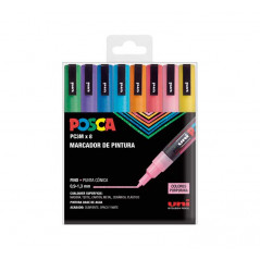 ESTUCHE 8 MARCADORES UNI POSCA PC-3M SPARKLING