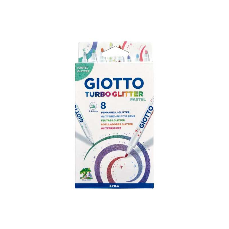 ESTUCHE 8 ROTULADORES GIOTTO TURBO GLITTER PASTEL