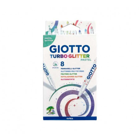 ESTUCHE 8 ROTULADORES GIOTTO TURBO GLITTER PASTEL