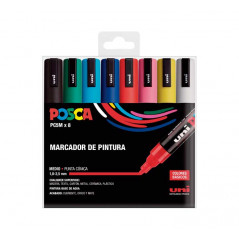 ESTUCHE 8 MARCADORES UNI POSCA PC-5M BASIC