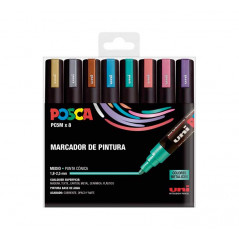 ESTUCHE 8 MARCADORES UNI POSCA PC-5M METAL