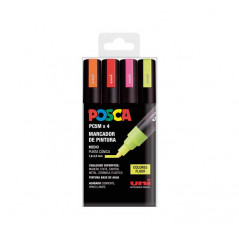 ESTUCHE 4 MARCADORES UNI POSCA PC-5M FLUOR