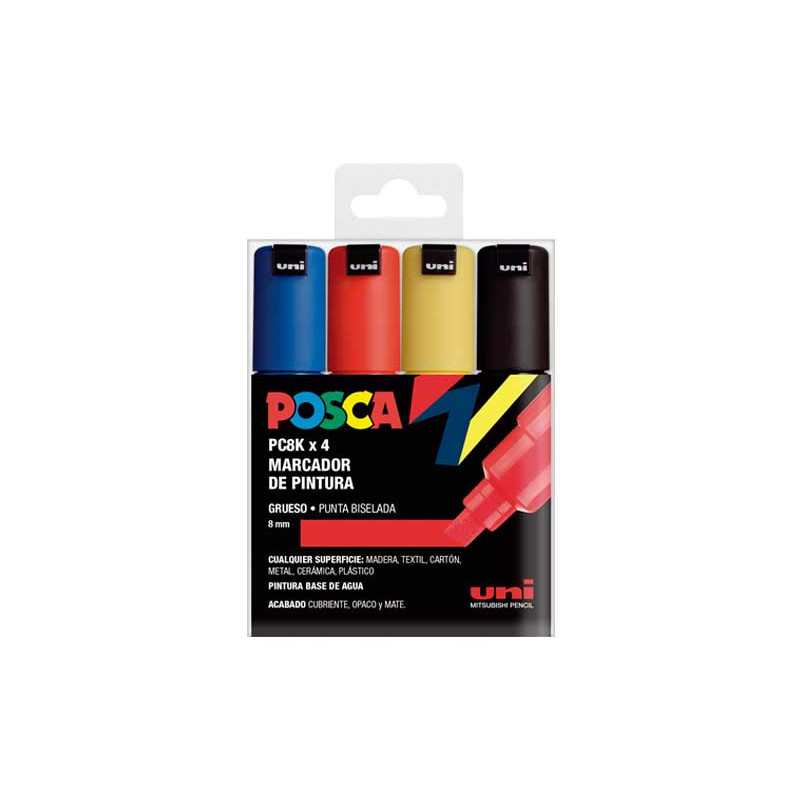 ESTUCHE 4 MARCADORES UNI POSCA PC-8K BASIC